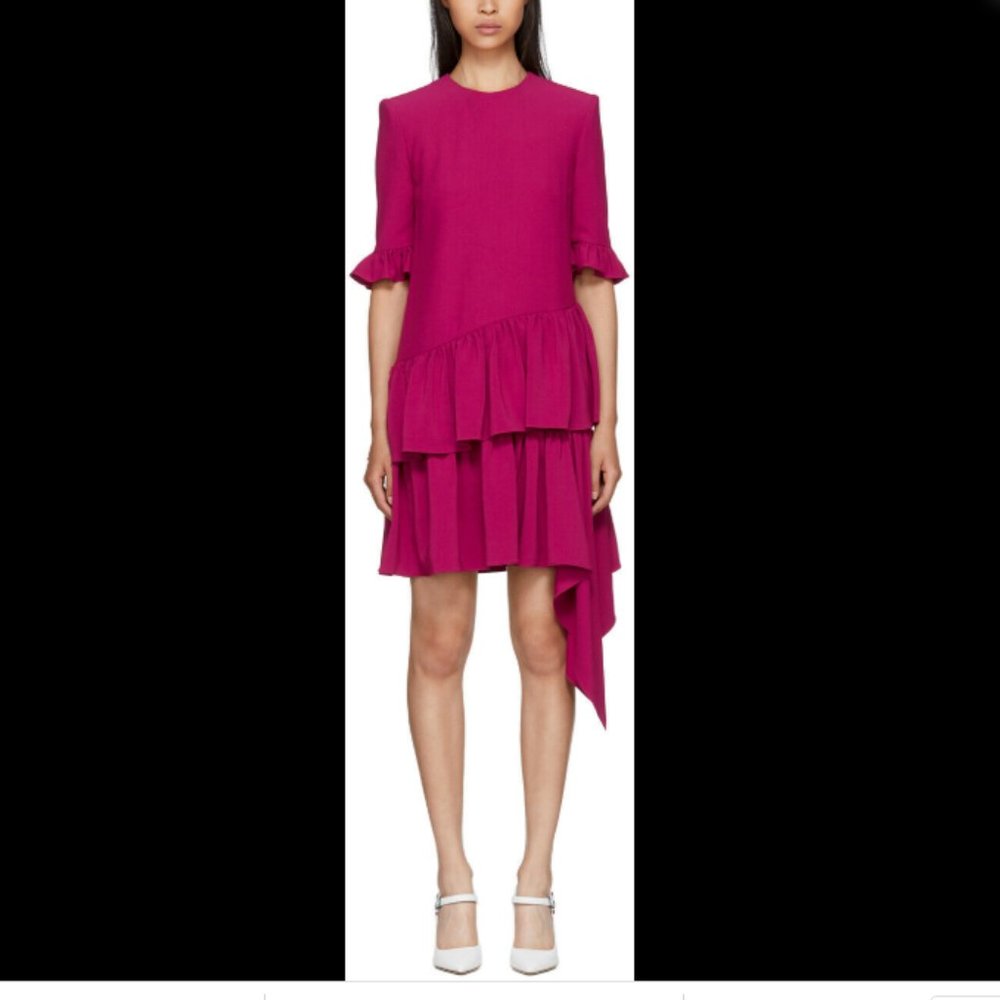 ALEXANDER MCQUEEN Leaf Asymmetric Ruffle Dress